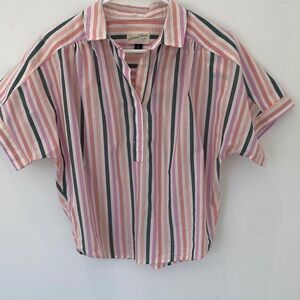 Universal Thread Pink and Green Striped Blouse